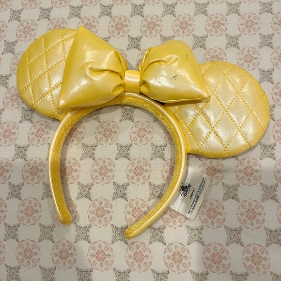 Walt Disney Accessories - Official Disney Parks Minnie Mouse Ears Headband Yellow Gold Quilted Bow